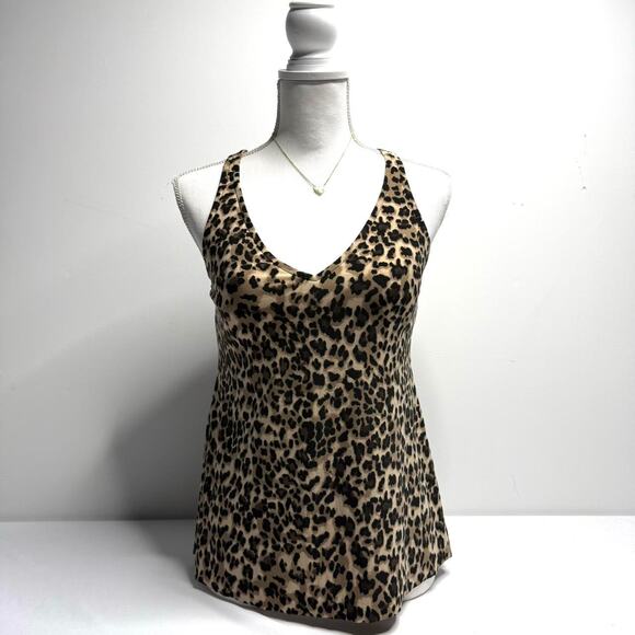Aqua Green Vintage Size Small flattering leopard print tank - Picture 1 of 4
